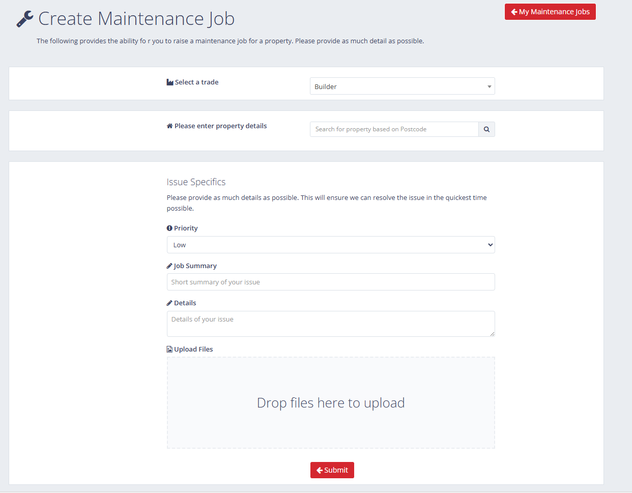 Create Maintenance Job