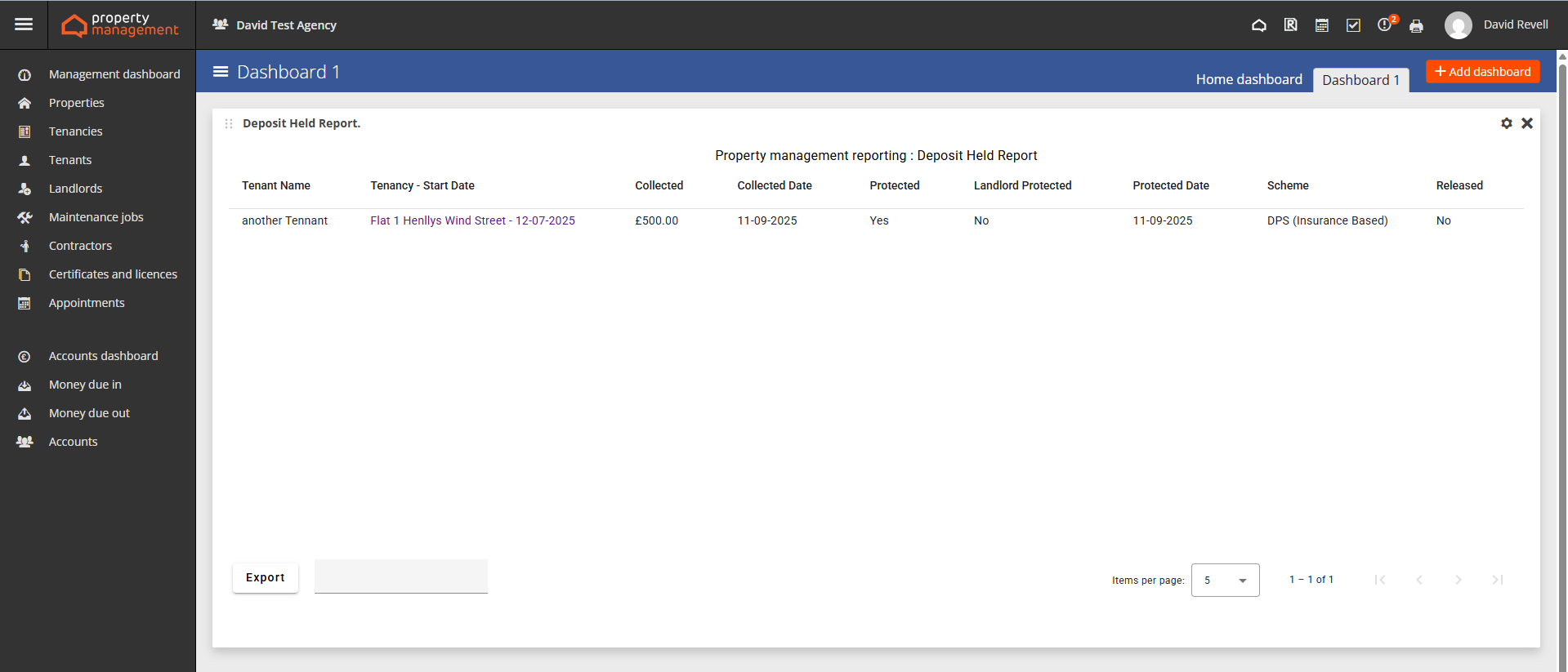 Deposit report