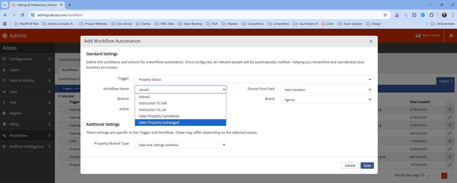 Workflow - Sales Property Exchanged